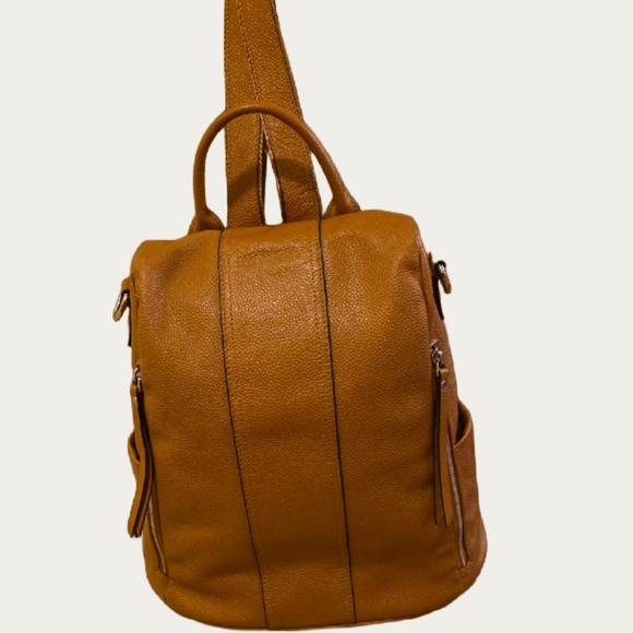 S-ZONE Brown Pebbled Leather Antit-Theft Backpack EUC - Picture 11 of 15